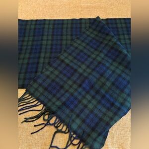 Vineyard Vines Blue & Green Plaid Cashmere Scarf 62”x12” Never Worn